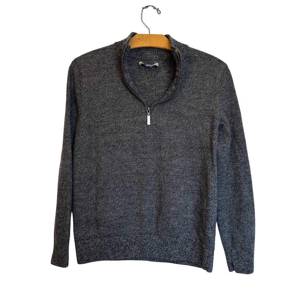 Artefact Men's Dorian Merino Wool Half-Zip Mock Neck Sweater Charcoal Gray Black